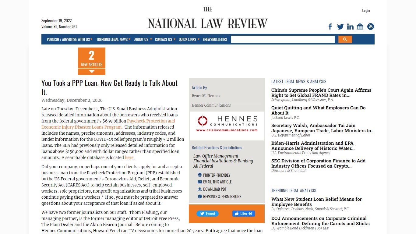 PPP Loans Are Public Information - The National Law Review