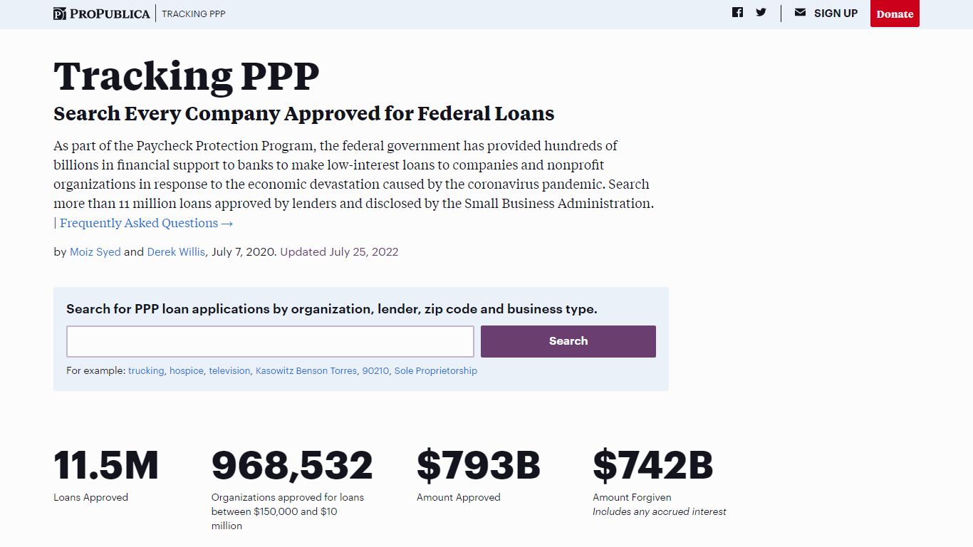 Tracking PPP: Search Every Company Approved for Federal Loans - ProPublica