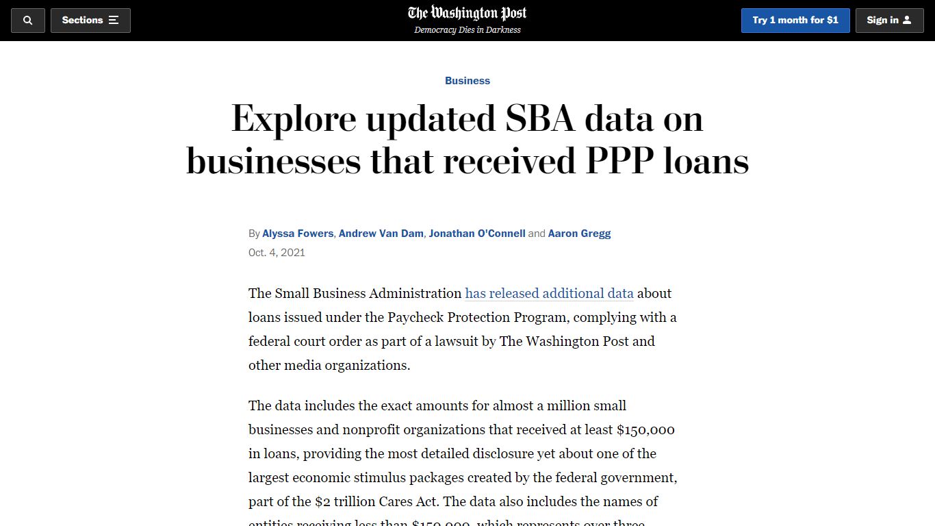 Search new PPP small business loan data from the SBA - Washington Post